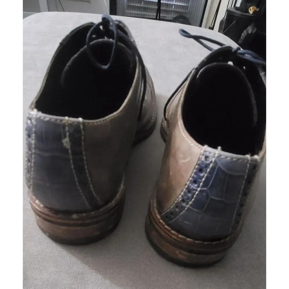 Cole Haan Men's Colton Saddle Oxford Dress Shoes in Brown‎ Blue Leather Size 9.5